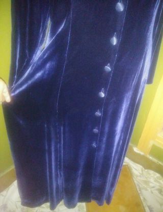VINTAGE Laura Ashley Blue Velvet Silk Long Dress Sz 12 Victorian Goth steampunk 5