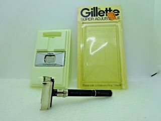 Nos Vintage Gillette Black Beauty Adjustable Razor Code Date A 1,  Refill Blades