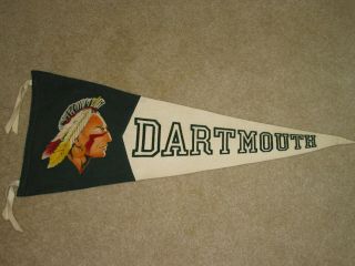 Vintage Dartmouth College Pennant With Colorful Indian Head