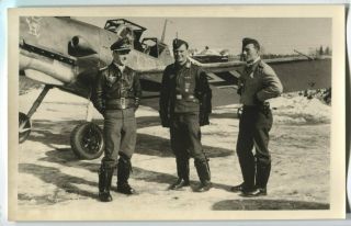 German Wwii Photo: Luftwaffe Pilots & Messerschmitt Bf 109,  Agfa Portriga