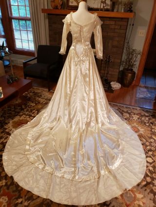 Stunning Vintage Wedding Gown 1940s 1950s Heavy Satin,  Miriam Originals York