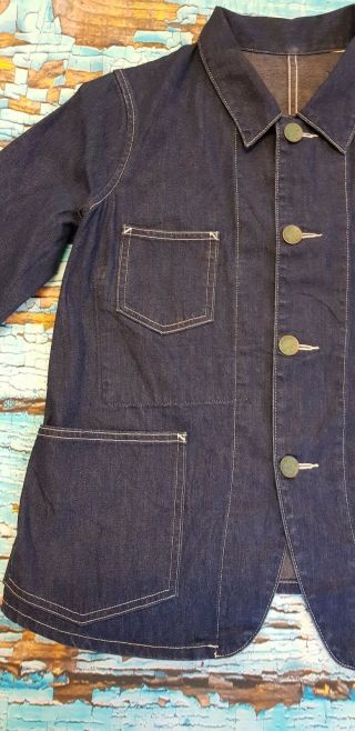 Levi ' s Vintage Clothing LVC Blue Denim Sack / Chore Coat Jacket Xsmall 2