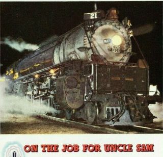 1943 Wwii Ad Union Pacific Railroad Rr Locomotive On The Job For Uncle Sam