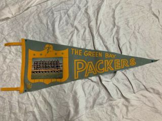 Scarce 1960s Green Bay Packers Nfl Football Team Photo Full Size Pennant Rare