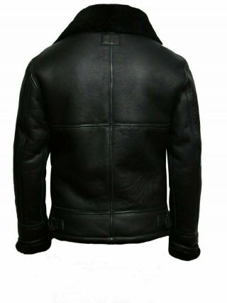 Mens Aviator B3 RAF Fur Shearling Bomber Real Sheepskin Leather Flying Jacket 3