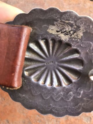 Vtg Navajo Turquoise Sterling Silver Belt Buckle Old Pawn Native Fred Harvey 4