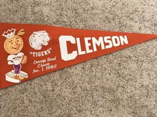 Vintage 1982 Clemson Tigers Orange Bowl Classic Full Size Pennant