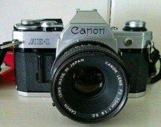 Vintage Canon Ae - 1 35mm Slr Camera With Canon Fd 50mm 1:1.  8 Lens U.  S.  Navy Model