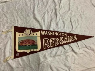 Scarce 1960s Washington Redskins Nfl Football Team Photo Full Size Pennant Rare