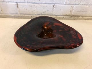 Vintage Art Glass Murano Bowl Mid Century Triangular Swirled Candy Dish