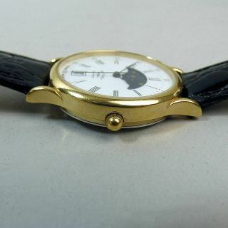 ROTARY GOLD PLATED MOON PHASE DATE ADJUST QUARTZ WRISTWATCH - GOOD ORDER 4