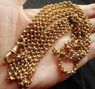 Gorgeous Chunky Victorian Full Length Rolled Gold Muff Chain.