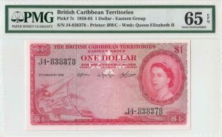 2.  1.  1962 British Caribbean Territories Qeii $1 Rare ( (pmg 65 Epq))