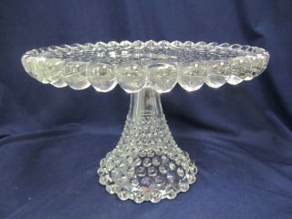 Vtg Duncan Miller Elegant Glass Hobnail Wedding Cake Stand Pedestal Platter