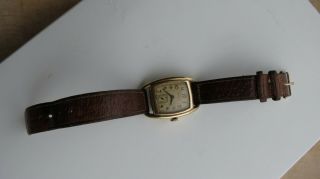Vtg Hamilton Mens Watch 10k Gold Filled Case Wristwatch With Leather Band 1940s