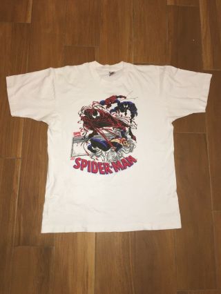 Rare Vtg Venom Spider - Man 1993 T Shirt Marvel Carnage Black Cat Avengers