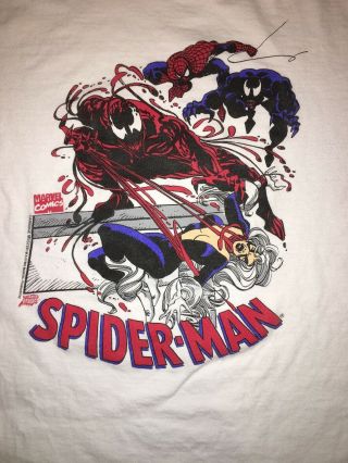 Rare VTG VENOM SPIDER - MAN 1993 T Shirt marvel carnage Black Cat Avengers 2