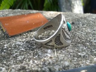 Vintage Fred Harvey Era Sterling Silver Native American Arrowhead Turquoise Ring 8