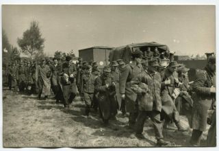 Russian Wwii Large Size Photo: Hoards Of Captive German Soldiers