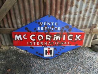 Large Vintage Mccormick International Tractor Dealer/shop Enamel Sign