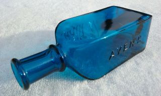 TUMBLED - PEACOCK BLUE VINTAGE AYER ' S HAIR VIGOR ANTIQUE BOTTLE 5