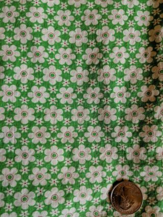 Vintage Feed Sack Green With Daisies Cotton Quilting Sewing Fabric