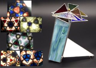 Vintage Alluring Colorful Stained Art Glass Kaleidoscope Sculpture