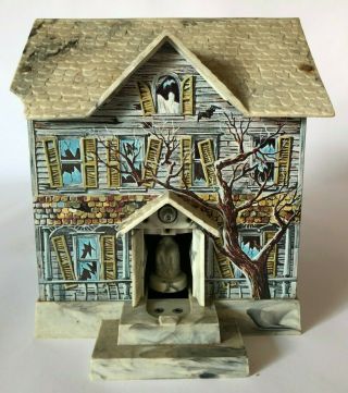 Vintage Haunted House Battery Operated Mystery Bank Brumberger Tin Litho 1960 