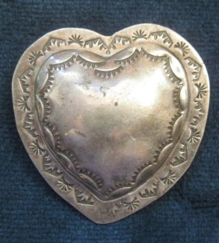 Vintage Southwestern Style Sterling Silver Signed Tische Brooch/pin Heart Stampe