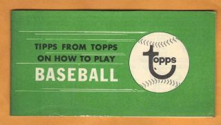 1968 Vintage Tipps From Topps Booklet How To Play Baseball Yaz,  Mays Rare
