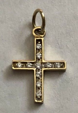 Vintage 18k (. 750) Solid Gold Cross Pendant Charm 1.  6g Look