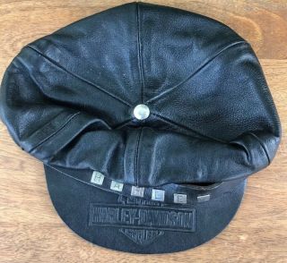 Rare Vintage Amf Harley Davidson Motorcycles Leather Captain Hat Ex Xl