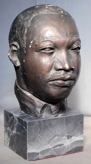 Vintage Modern Dr.  Martin Luther King,  Jr.  Bronze Finish Sculpture Portrait 80 
