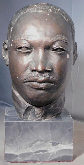 Vintage Modern Dr.  Martin Luther King,  Jr.  Bronze Finish Sculpture Portrait 80 ' s 2