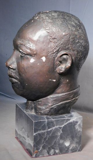 Vintage Modern Dr.  Martin Luther King,  Jr.  Bronze Finish Sculpture Portrait 80 ' s 4