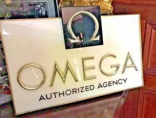 Omega Watch Advertising Store Sign Authorized Dealer Agency 100 Authentic Rare