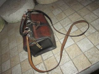 True Vintage Thick Strong Leather Old School Women Bag Rare Shape Medicine Style