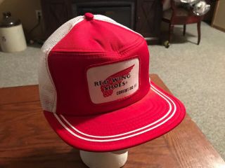 Vintage Red Wing Shoes Patch Trucker Snapback Mesh Hat Made In The Usa Large