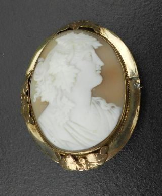 Lovely Cameo Brooch Of Male ?/ Female? Head In Profile Gold Coloured Metal Mount