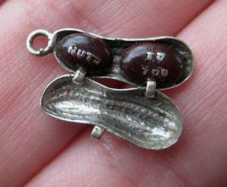 Vintage Sterling Enamel Nuts To You Silver Bracelet Charm Opening Peanut