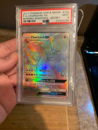 Pokemon Burning Shadows Charizard Gx Rainbow 150/147 Psa 9 Hyper Rare Secret