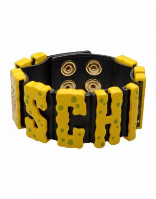 RARE MOSCHINO COUTURE JEREMY SCOTT SPONGEBOB Yellow Leather Bracelet CUTE 2