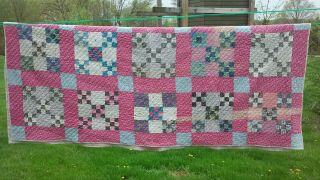 Vintage Full Size Hand Stitched 9 Square Quilt Projects Cutter