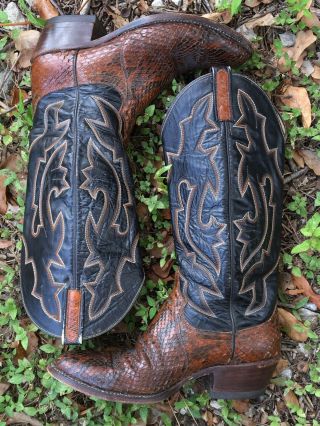Vintage Dan Post Snake Skin Western Cowboy Boots Mens Us 9.  5 D