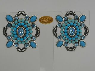 Askew London Ornate Oval Cabochon Set Clip On Earrings