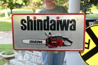 Large Vintage Shindaiwa Chain Saws Farm Tool Gas Oil 36 " Embossed Metal Sign