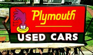 Vintage Metal Old Road Runner Dodge Plymouth Sales Service Truck 36 " Car Sign