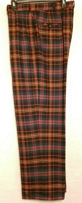 Vintage Ralph Lauren Wool Plaid Check Tartan Pants Men Size 34 - 35 X 30 Nos