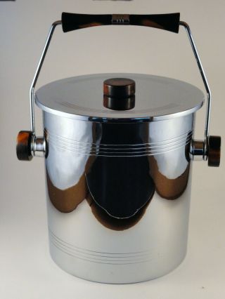 Vintage Glo - Hill Ice Bucket Chrome & Bakelite With Handle