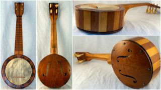 Vintage (1920s) Rolando Style Banjo Ukulele Banjolele F Hole Resonator